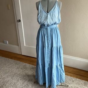Cloth & Stone Sweet Chambray Tiered Maxi Dress for Anthropologie